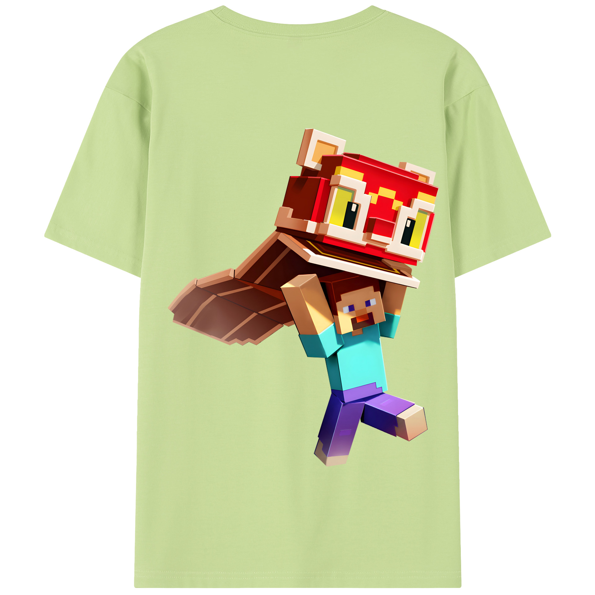 （画像用） マインクラフト ブロックの世界 Minecraft MC Block world 綿100％半袖Tシャツ（背面プリント）